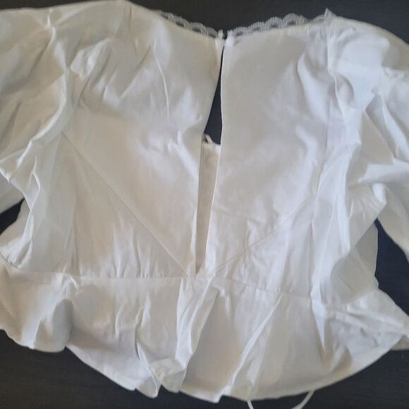 For Love And Lemons Carey Crop Poplin Top Women's Medium White Cottagecore - Picture 4 of 8